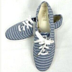 Keds Blue White Stripe Sneaker Breton Stripe Ladies Sz 10 Champion Tennis Shoes